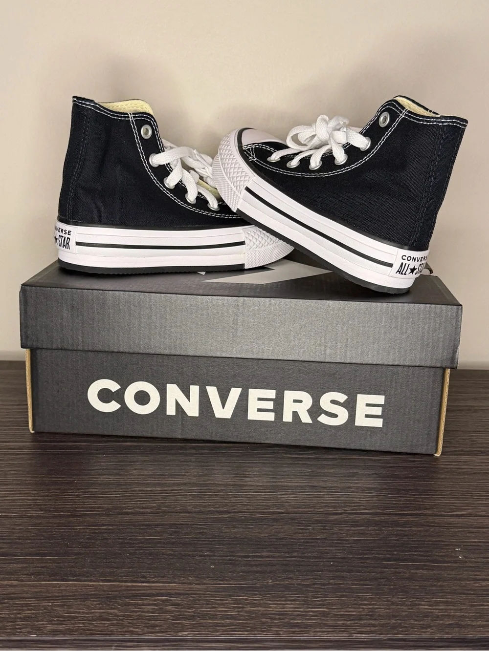 Converse Kids Black and White High Top Sneakers